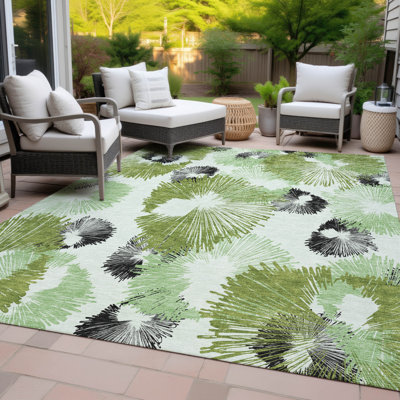 Machine Washable Indoor/Outdoor Colman ACN2132 Floral Rug
