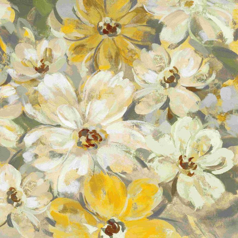 Pétales de printemps dispersés jaune-gris, H 30 po x l 30 po