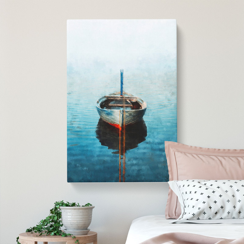 A Tethered Boat - Wrapped Canvas Painting, 91cm H x 60cm W x 3cm D