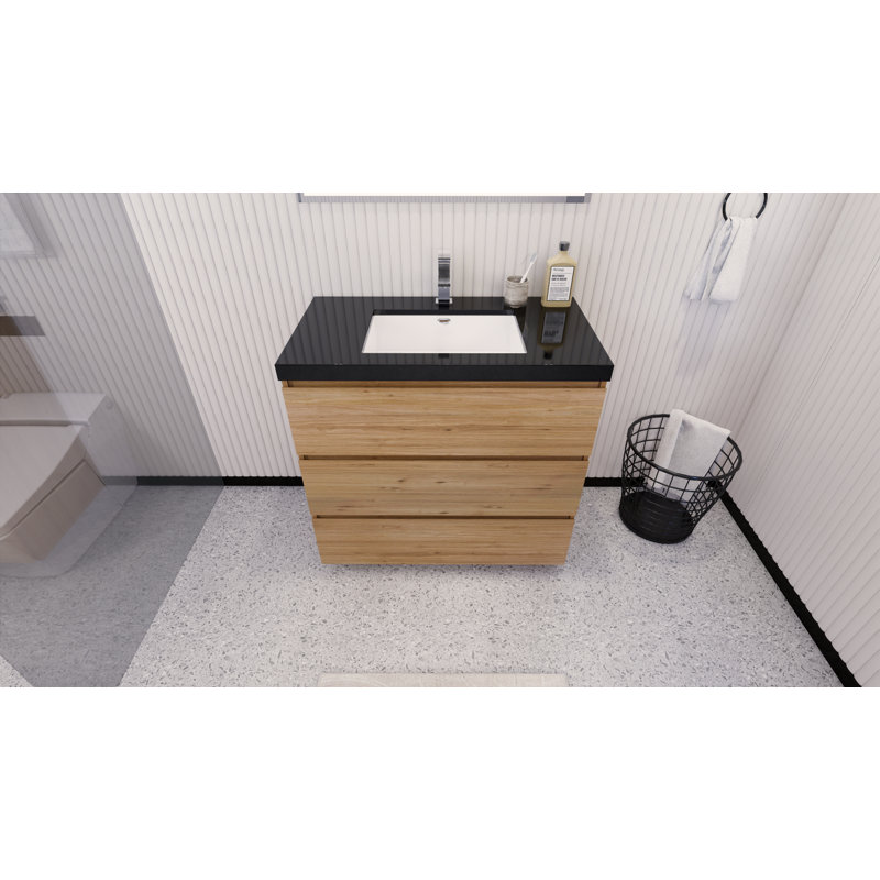 Reyes 35 " Single Bathroom Vanity Base, Natural Oak