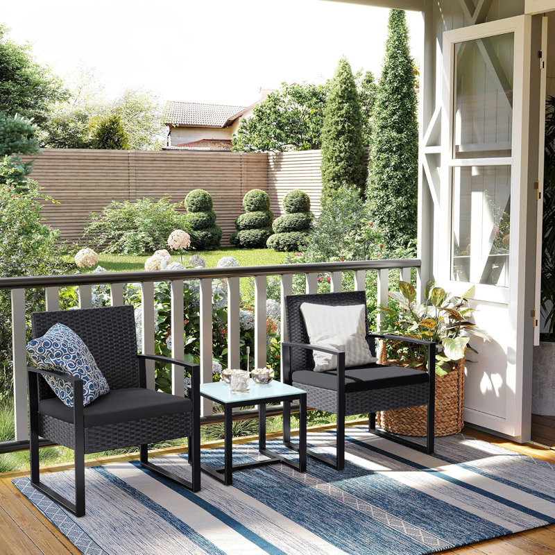 Wicker 2 - Person Garden Lounge Set with Cushions