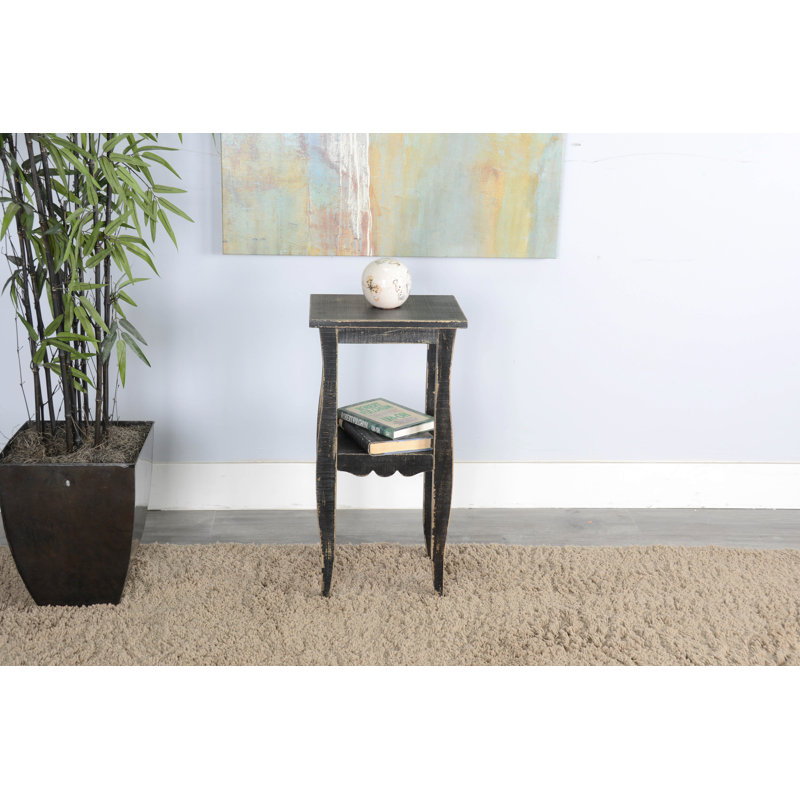 Table de bout en bois massif Komor, H 28 po x l 14 po x P 11 po, Sable noir