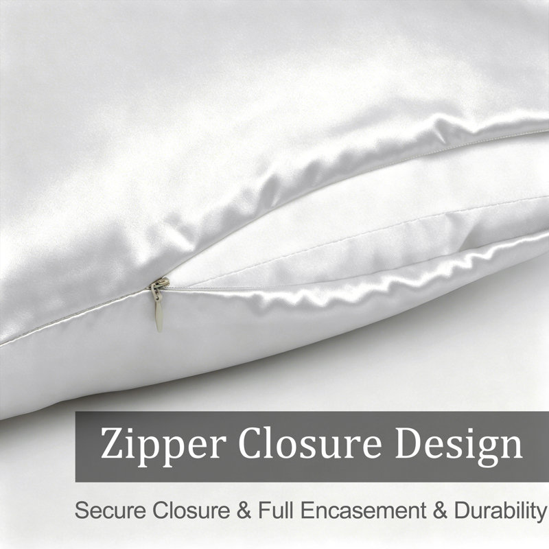 Taie d'oreiller en soie naturelle Zippered, Grand, Blanc