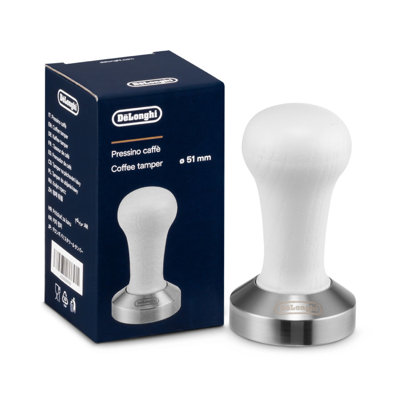 De'Longhi 51mm Coffee Tamper with Flat Stainless Steel Base in White