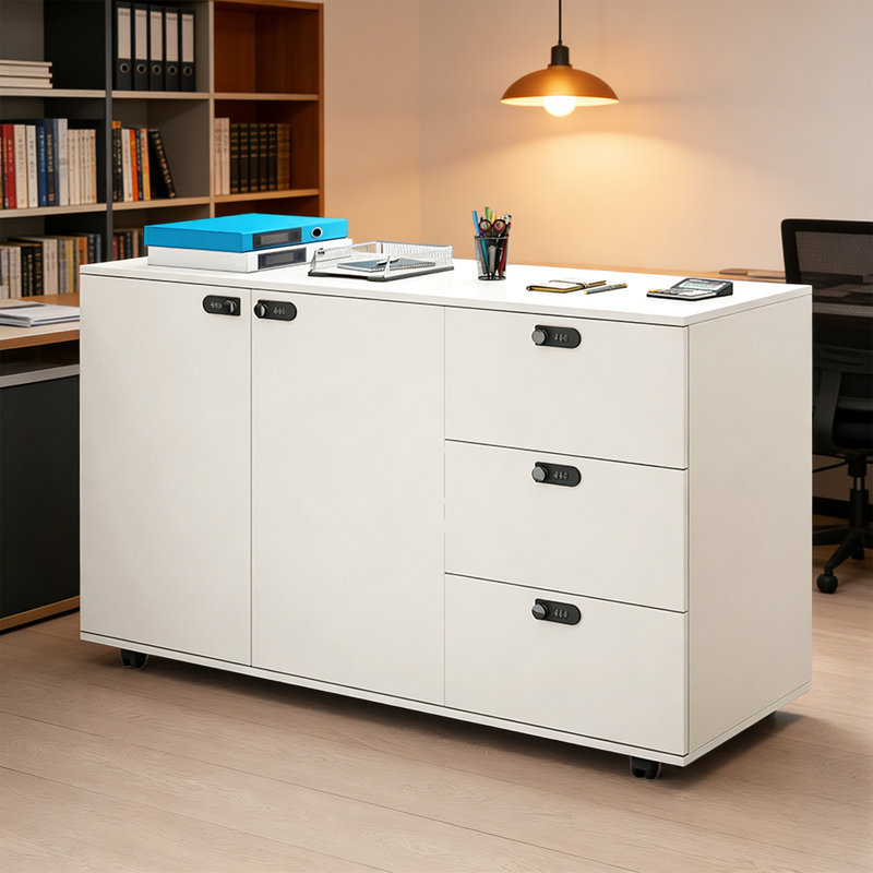 Classeurs mobiles simples en bois massif blanc