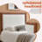 Wooden platform bed with upholstered base-2029263065-2029263070