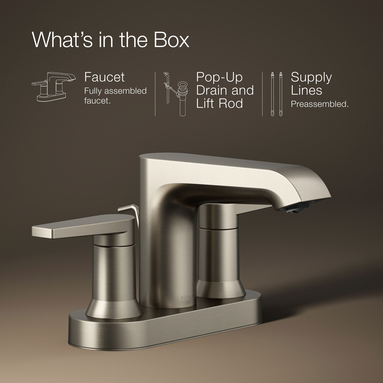 Hint 4" Centerset Bathroom Faucet with Drain, Vibrant Brushed Nickel