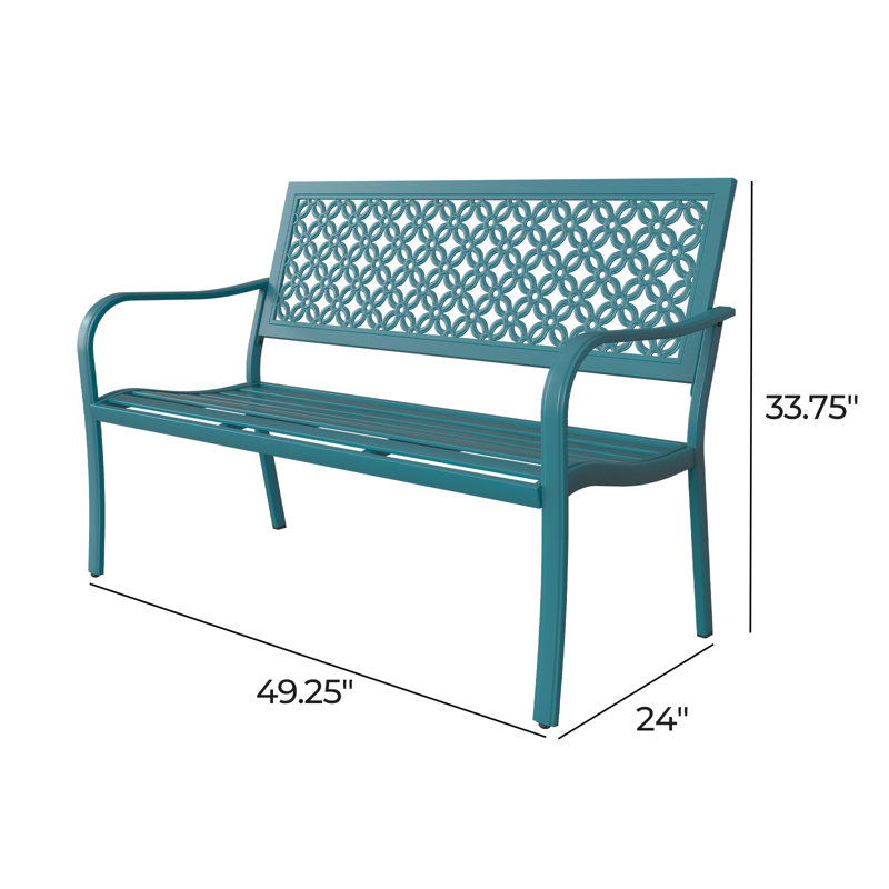 Banc de jardin en acier Roselynne, Bleu