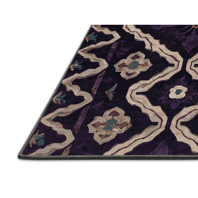 Tapis mauve soyeux et moelleux, Rectangle 7 pi x 10 pi