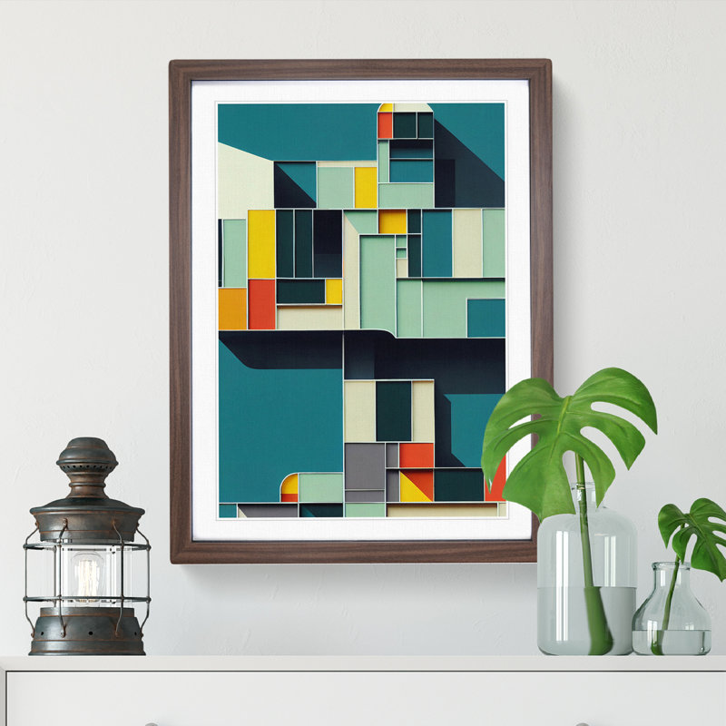 Stacked Architecture - Framed Print, 46cm H x 34cm W x 2cm D, Brown Framed