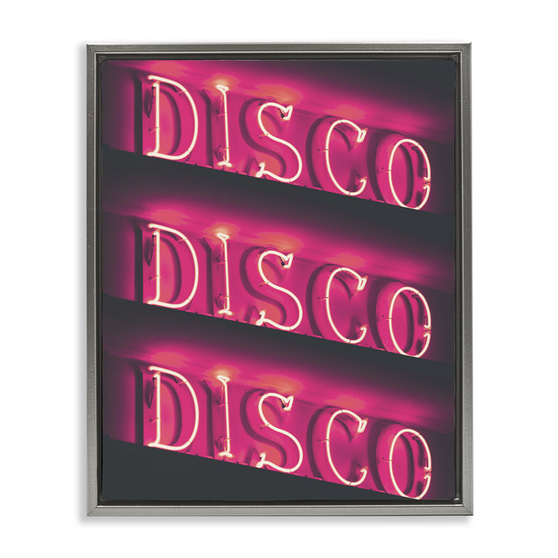 «Pink Disco Neon» par Daphne Polselli, Cadre flottant gris lustré, H 21 po x l 17 po