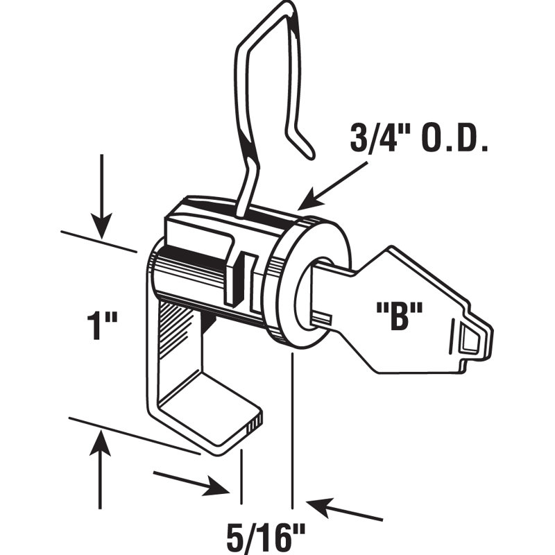 Mail Box Lock, 1 In., Extra-Large, Zinc, 1" H x 4" W x 3.25" D