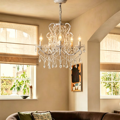 Valmira 5/6/8-Light Traditional Candle Style Chandelier in Vintage White Finish