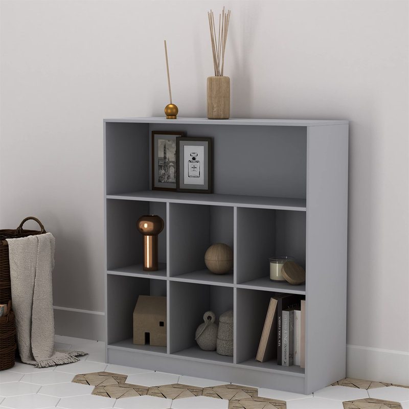 Thorntown 94 cm H x 88 cm W Cube Bookcase, Grey
