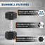 Ensemble de 60 lb (5 * 2 + 10 * 2 + 15 * 2) Ensemble de haltères hexagonaux de haute qualité en fonte enduite de PVC et de caoutchouc, inodore et durable, pour des poids fixes fixes pour l'entraînement en force à domicile