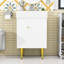 Bathroom Vanity Combo with Ceramic Sink, Left/ Right-Side Storage and Golden Legs-1368798941