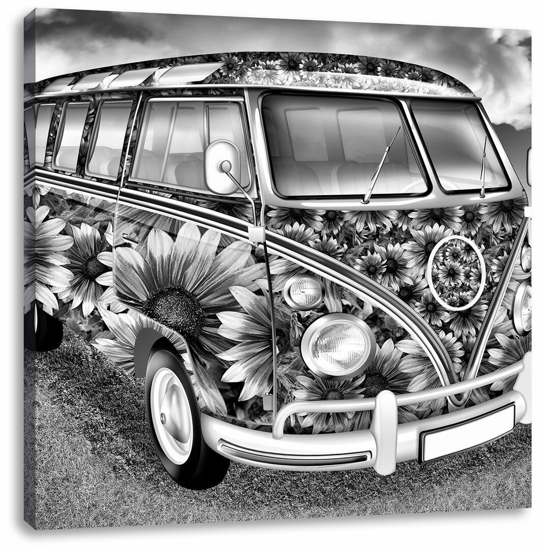 Leinwandbild Kult 60´s Flower Power Hippie Bus