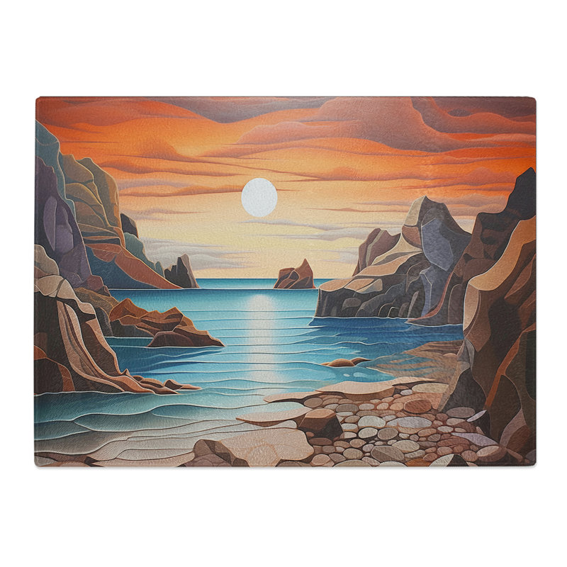Seascape Hard Edge  Glass Chopping Board