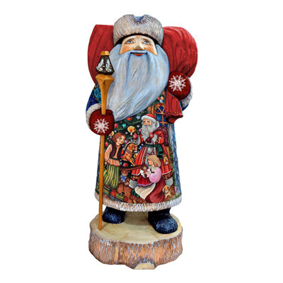 Figurine de chef-d'œuvre sculptée en bois ici vient le père Noël