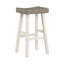 Ensemble de 2 tabourets de bar au design transitionnel, meubles en bois d'hévéa massif blanc et café-1741790082