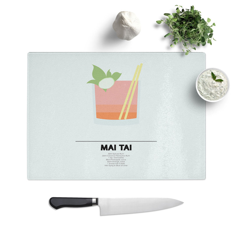 Mai Tai Cocktail Chopping Board, 20cm W x 28.5cm L