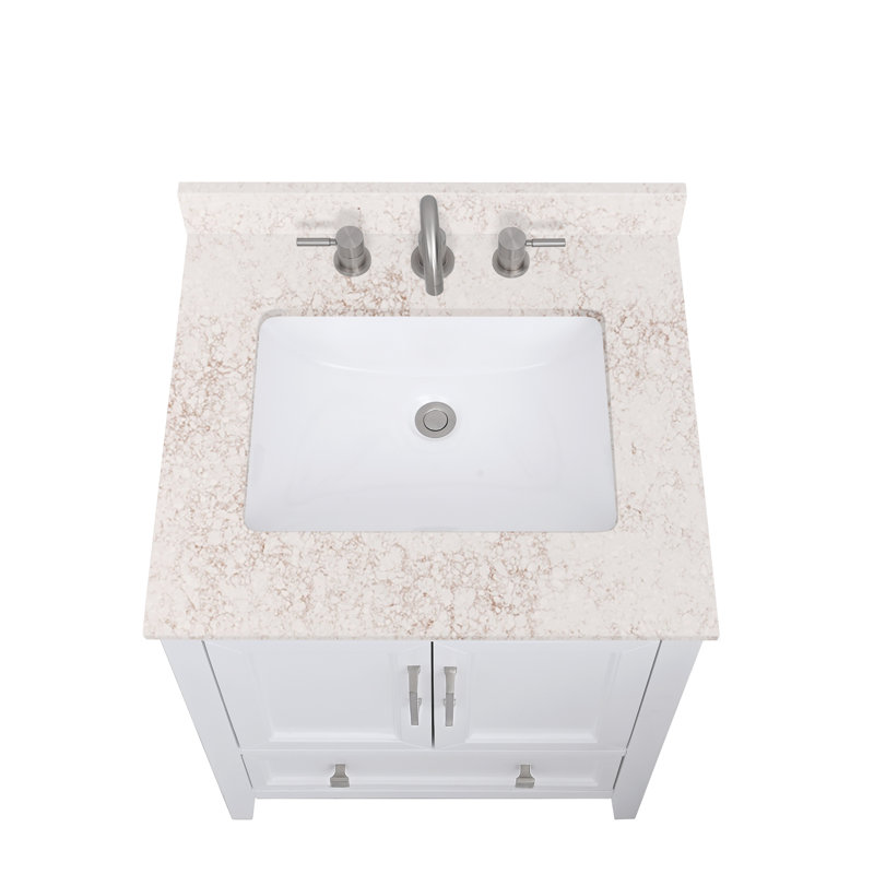 25'' Quartz Single Bathroom Vanity Top with Sink, Alluring