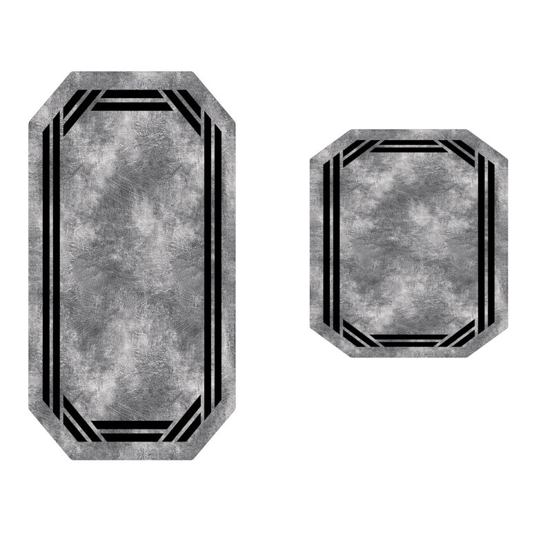 Ensemble de tapis de bain de luxe (2 pièces), gris et noir, 19,7 po x 23,6 po et 23,6 po x 39,4 po | 100% polyester, 1300 g / m², hauteur des poils de 0,4 po | Dessous antidérapant, antibactérien, lavable à la machine pour un entretien facile
