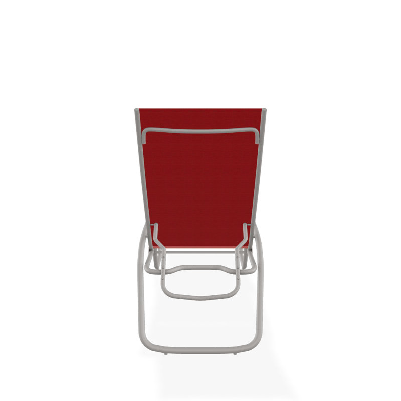 Outdoor Rust-Resistant Metal Chaise Lounge, Red 1D Sunbrella®, Textured Warm Gray