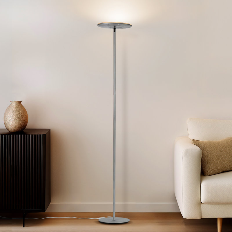 Sky Touch 63" Platinum Silver Adjustable LED Torchiere Floor Lamp