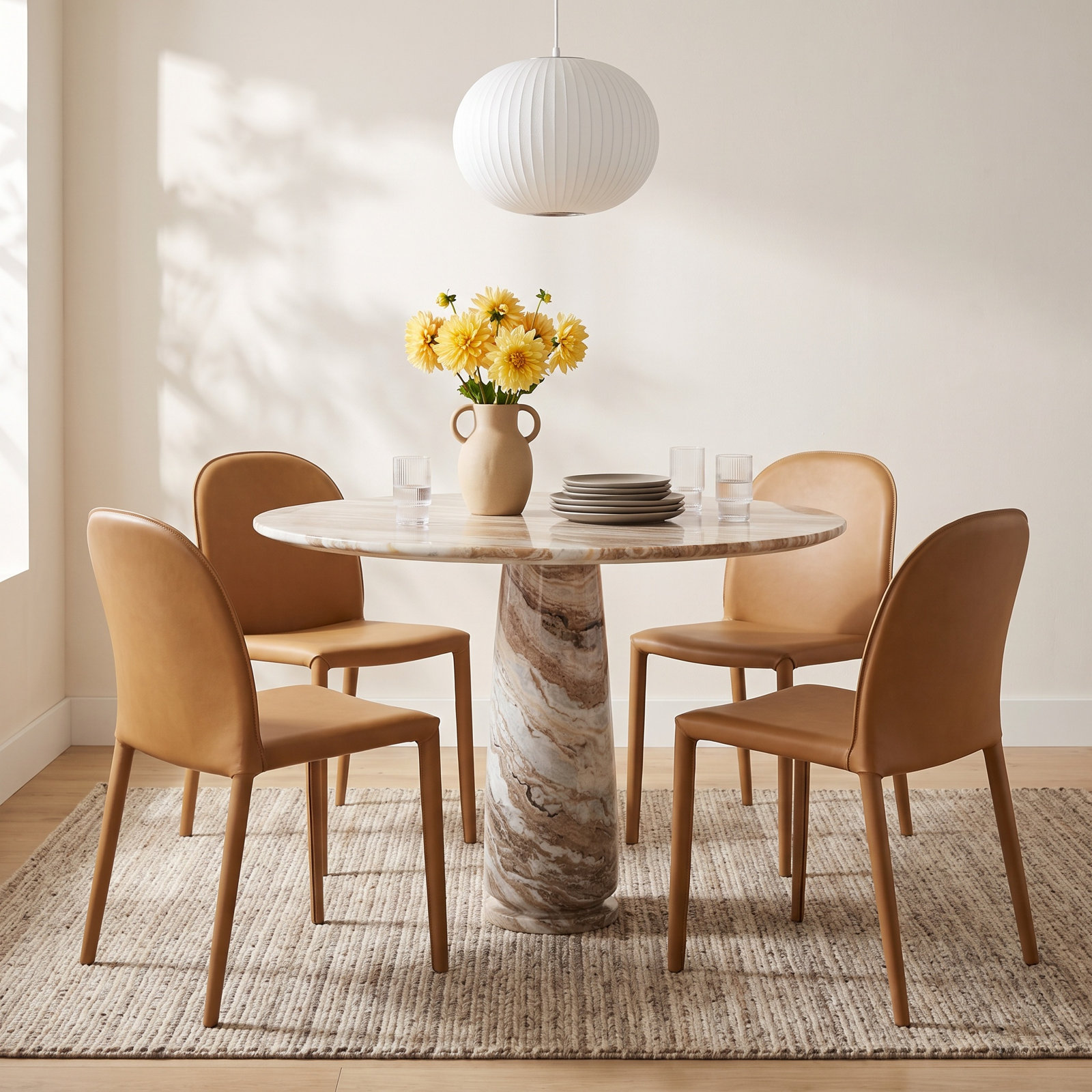 Alysson 42" Round Marble Dining Table