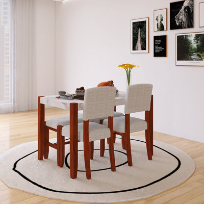 Ensemble de table de salle à manger moderne 46,56 "4 pièces avec 2 chaises rembourrées et 1 banc