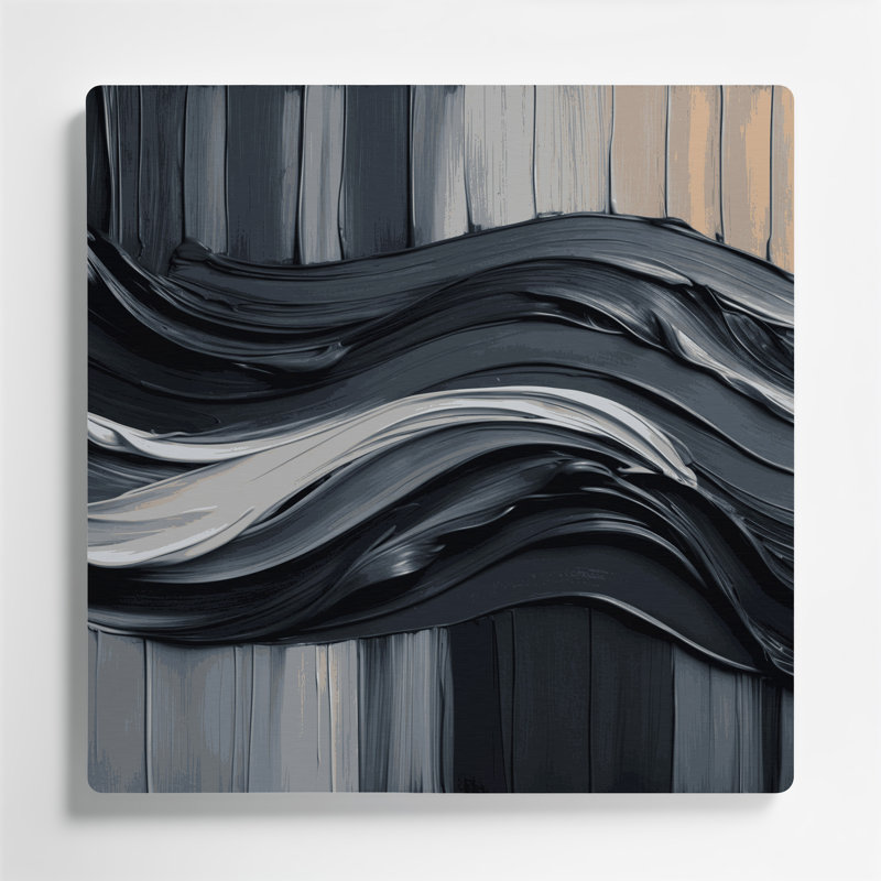 Art mural horizontal en métal rayé horizontal gris foncé, H 12 po x l 12 po