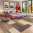 Machine Washable Geometric Area Rug - Ultra Soft Faux Cashmere with Non-Slip Backing, Modern Color Block Design in Beige/Brown-1726317015-1726317018