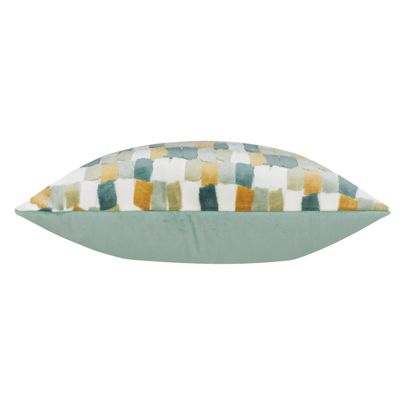 Metro Blocks Abstract Square Cushion, Feather, Green/Orange