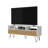 Tv Stand With 2 Doors And Open Storage, White And Natural Oak
