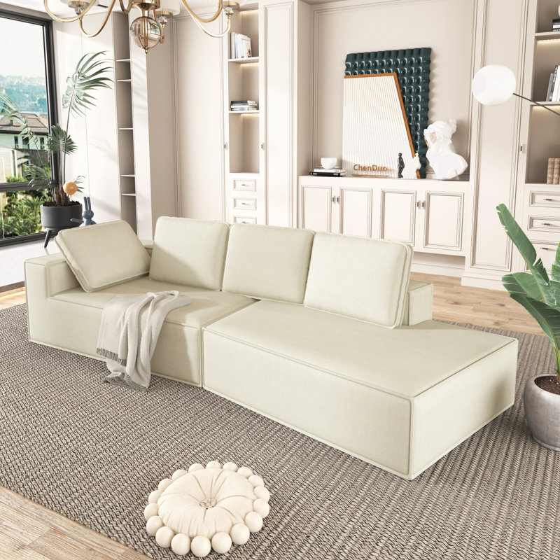 Canapé modulaire 2 pièces Kamberlyn, Chenille beige