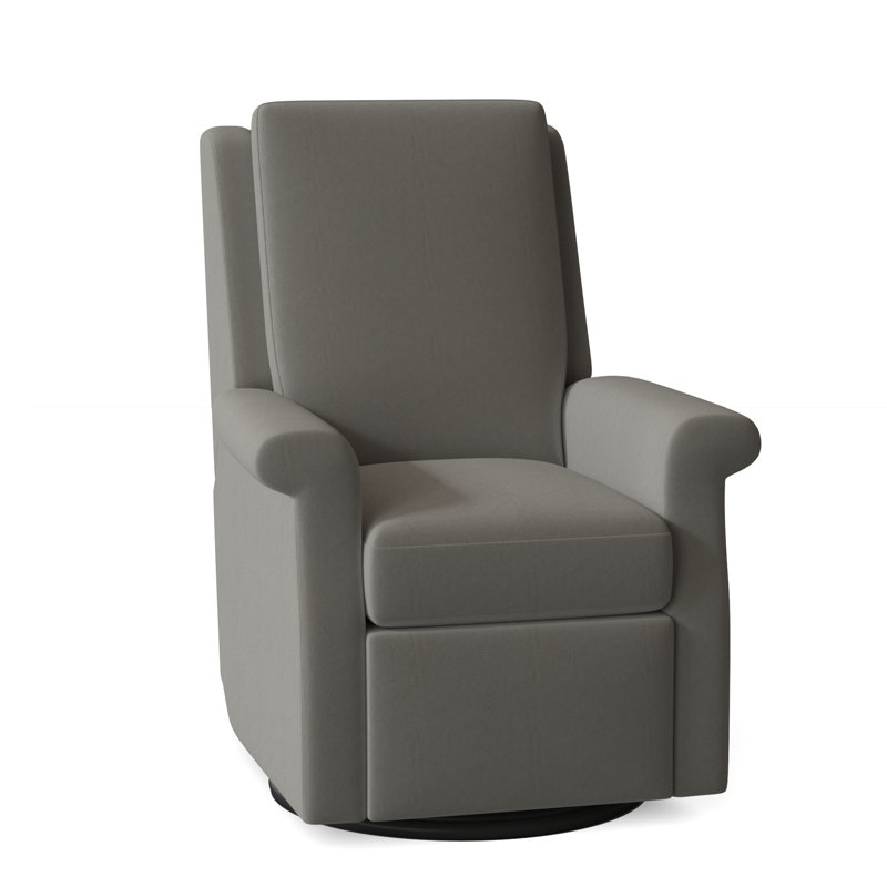 Greek Key Genuine Leather Recliner, 1183 Dove, Swivel Glider, Manual