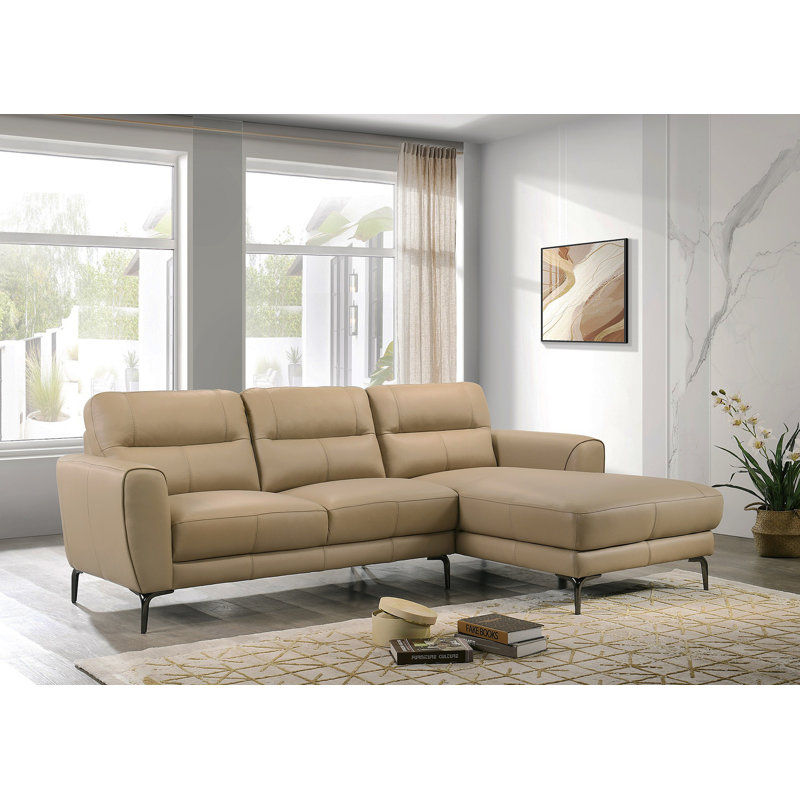 Ensemble de canapé modulaire en cuir taupe 2 pièces