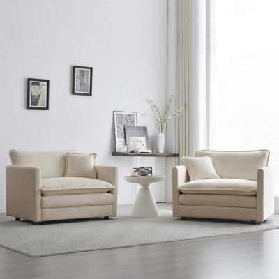 Ensemble de 2 fauteuils d'appoint haut de gamme avec coussin décoratif, revêtu de chenille, pour un confort et un style de salon améliorés