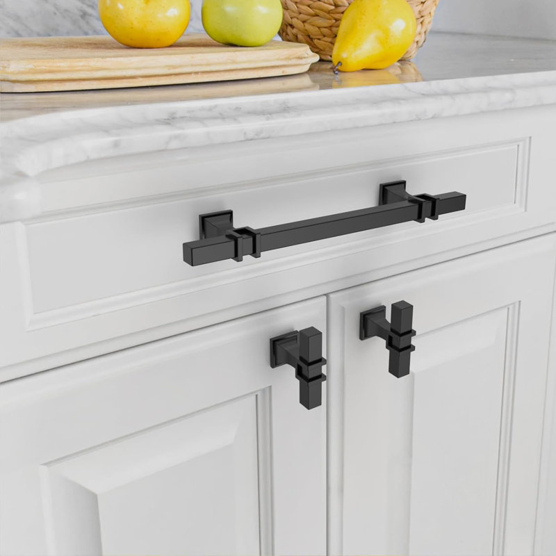 Paquet de 10 poignées d'armoire noir mat - Poignées de tiroir centrales de 6,3 po - Quincaillerie d'armoire de cuisine et de salle de bain durable - Facile à installer