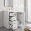 Meuble-lavabo autoportant de 30 po en blanc avec lavabo en céramique, structure en bois massif, armoire de rangement avec 3 tiroirs et portes à fermeture douce (sans robinet)-130854242-130854244