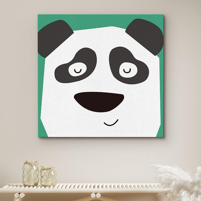 Animaux, enfants mignons, dormant sur un panda, H 12 po x l 12 po x P 1,5 po