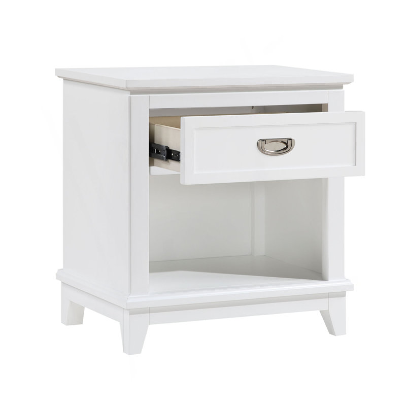 Table de chevet 1pc avec tiroir de rangement et tablette inférieure, Blanc