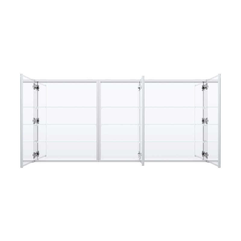 64''W X 30'' H Recessed Or Surface Wall Mount Bathroom Medicine Cabinet With Adjustable Glass Shelves