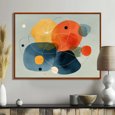 «Minimalist Meditation Stone Collage - Midcentury Modern Art, Blue Mid-Century Modern, reproduction sur toile