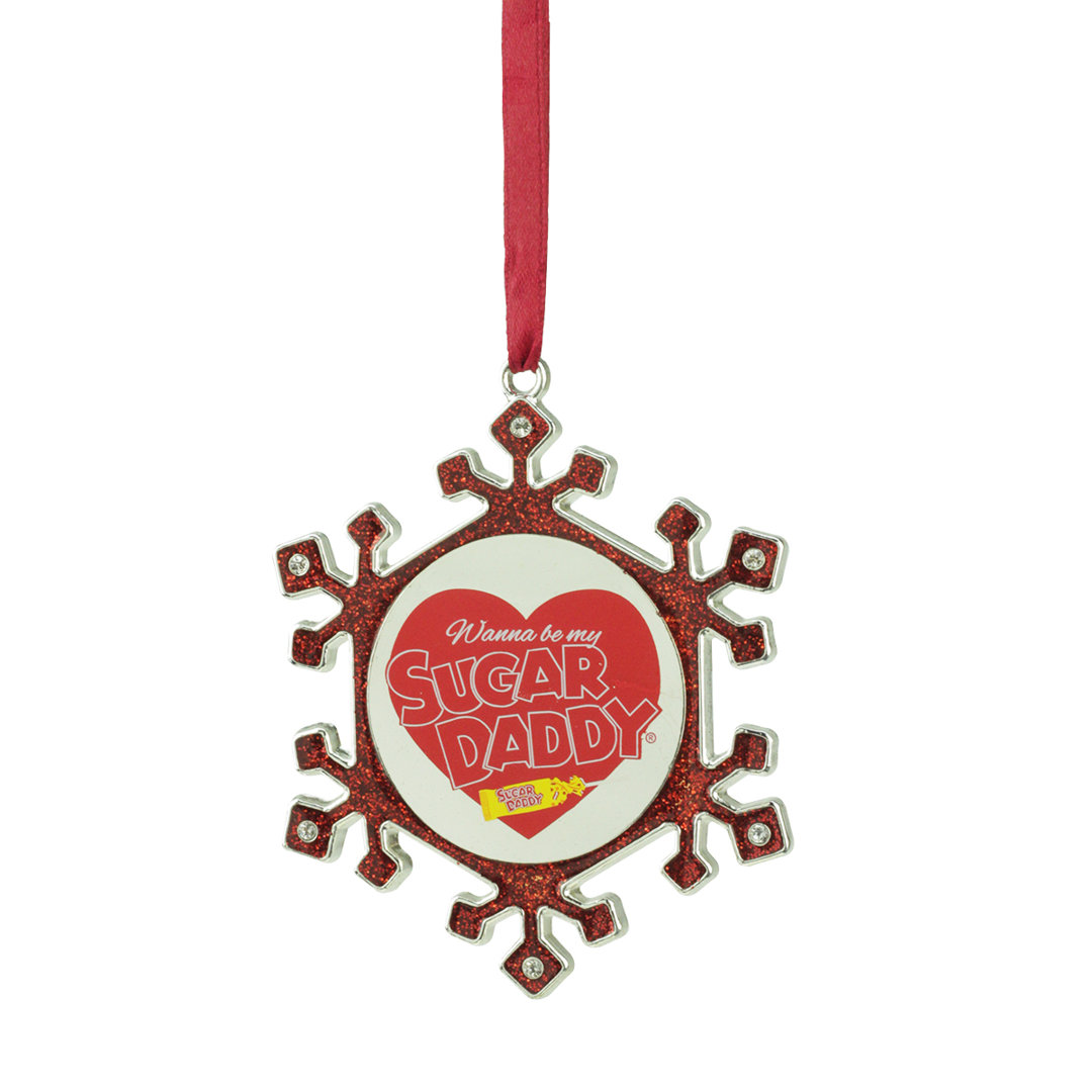 3.5" Red and Silver Snowflake Sugar Daddy Candy Logo Christmas Ornament Northlight Seasonal