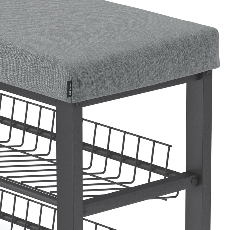 8 Pair Shoe Storage Bench, Grey/Brown/Blue