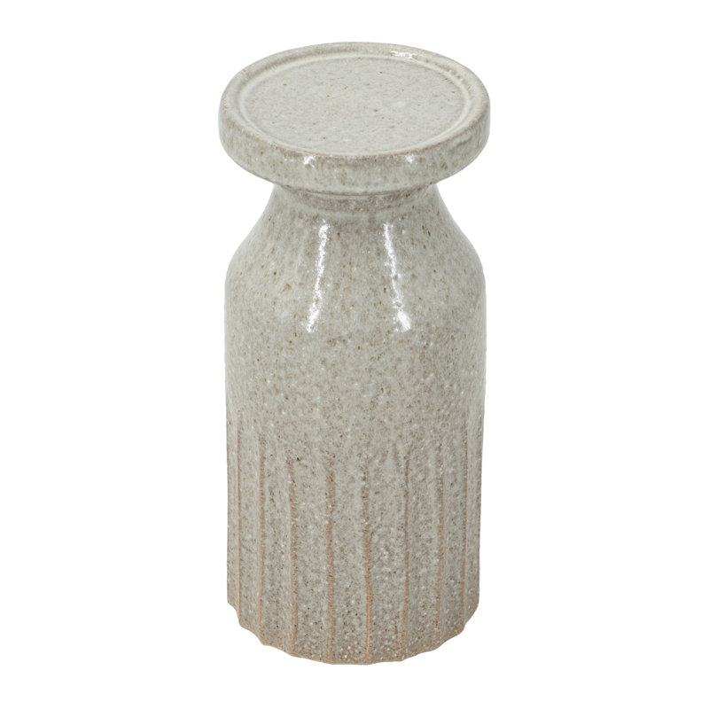 Windmere Decorative Ceramic Candle Holder with Textured Cylinder Design 4.5" x 4.5" x 7" Gold, 9.1" H x 4.1" W x 4.1" D