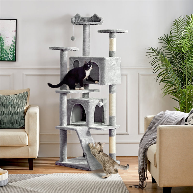 Cat Tree, Light Grey, 178cm H x 55cm W x 55cm D