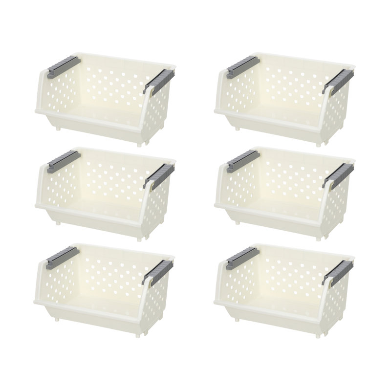 Panier de rangement empilable en plastique Rebrilliant, 6